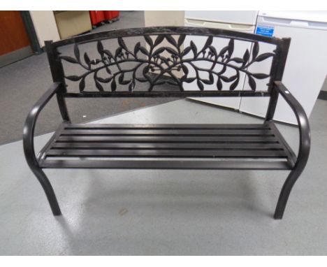 A metal garden bench 