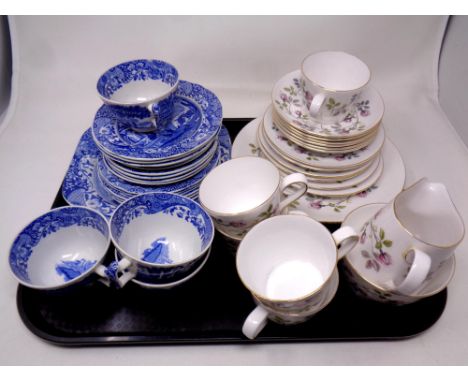 A tray containing nineteen pieces of Copeland Spode Italian tea china together with a further part Royal Tuscan china tea ser