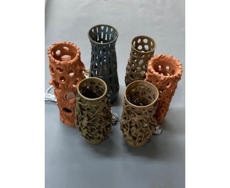 David Belilios : Six studio pottery lamp bases, height 46 cm  CONDITION REPORT: David Belilios was born in 1943. He studied F