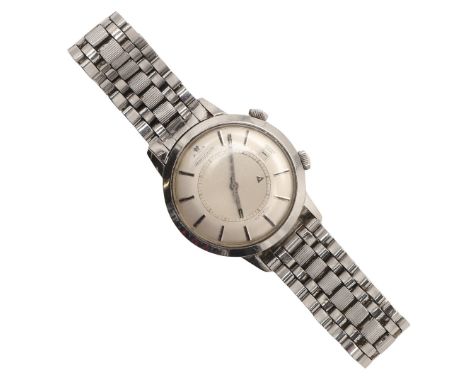 A GENTLEMAN'S STAINLESS STEEL AUTOMATIC ALARM WRISTWATCH BY JAEGER-LeCOULTRE. A GENTLEMAN'S STAINLESS STEEL AUTOMATIC ALARM W