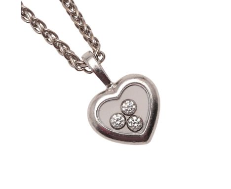 AN 18CT WHITE GOLD AND 'HAPPY DIAMOND' PENDANT BY CHOPARD. AN 18CT WHITE GOLD AND 'HAPPY DIAMOND' PENDANT BY CHOPARD. the hea