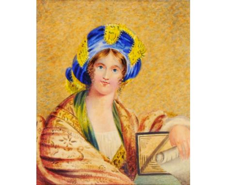 ATTRIBUTED TO SARAH BIFFEN (1784-1850) - PORTRAIT MINIATURE OF A LADY IN CIRCASSIAN DRESS  watercolour on card, 8.5 x 7cm 