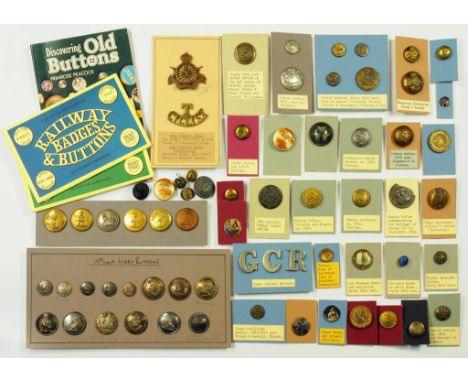 A COLLECTION OF 19TH CENTURY ENGLISH GILT OR SILVERED BRASS LIVERY BUTTONS  by various manufacturers including Firmin, Reynol