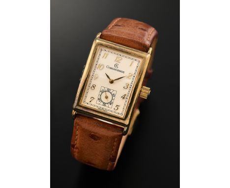 Chronoswiss Herrenarmbanduhr.  Mod. 'Numa Jeanin Fleurier. Edition antiquité limitée 999/447'. Goldauflage. Weißes Zifferblat