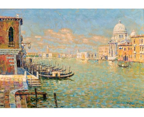 Rudolf Andrée. 1887 Berlin - 1970 Singen. Sign. Blick auf Santa Maria della Salute und Dogana. Öl/Lwd. 70  x 100 cm. R