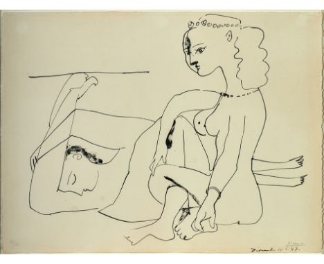 Pablo Picasso. 1881 Malaga - 1973 Mougins.  Femmes sur plage. Lithographie auf Arches. Handsign. und -numm. 21/50. I. Pl. dat