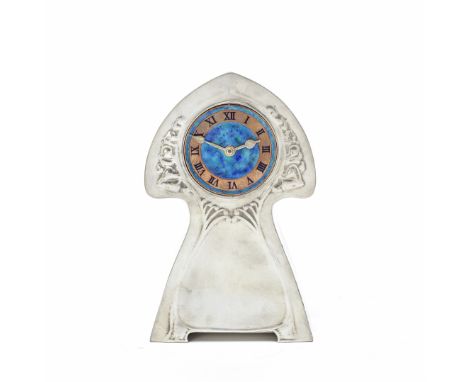 LIBERTY &amp; CO.'Tudric' clock, model no. 0385, 1902-1905Pewter, enamel, copper. 20 x 12 x 5.5 cm Produced by Liberty &amp; 