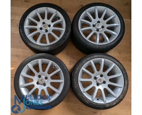 Automobilia - MG Rover 11 spoke 16" alloy wheels and tyres (x4) RRCOO1630XXX, 7j x16, made in Italy - come with Tyres, Goodye