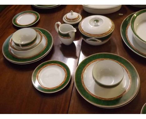 Extensive set of Royal Worcester Mosaic dinner wares, comprising 16 dinner plates, varying side plates, 3 tureens, 8 small so