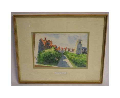 T M Rudkin, signed watercolour, "Great Hospital, Norwich", 9 x 14ins 