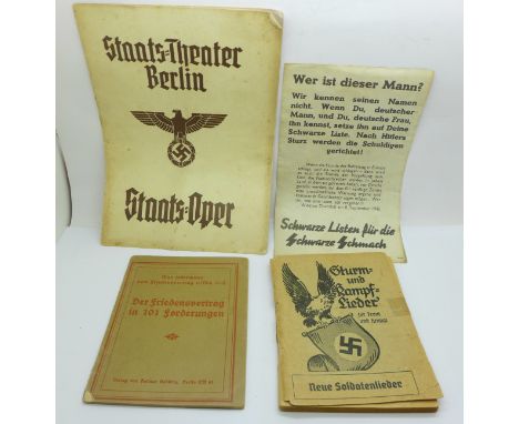 A German Third Reich Opera programme, British propaganda leaflet and one other 