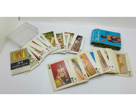 Two erotic sets of playing cards, 1960's/1970's 