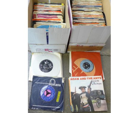 Two boxes of 45rpm vinyl singles mainly 1960's and 1970's including The Beatles, Rolling Stones, Elvis Presley, The Kinks, et