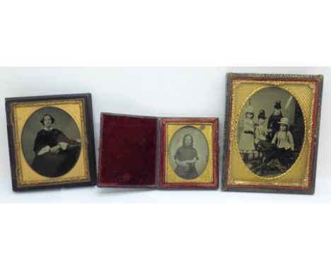 Three Ambrotype framed photographs 