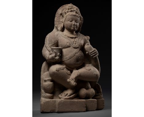 A RARE BACCHANALIAN KUBERA, GUPTA EMPIRE, PINK SANDSTONENortheastern India, 6th to mid-8th century e.g. late Gupta Empire to 