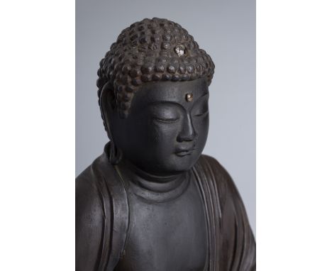 A LACQUER WOOD FIGURE OF AMIDA NYORAI, EDOJapan, 19th century, Edo period (1615-1868)Buddha is shown seated in meditative pos