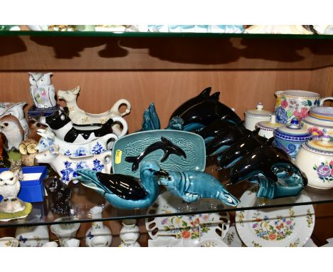 A QUANTITY OF POOLE POTTERY AND OTHER CERAMICS, including six Poole dolphins, (one s.d.), three sea lions, (one s.d.), a seal