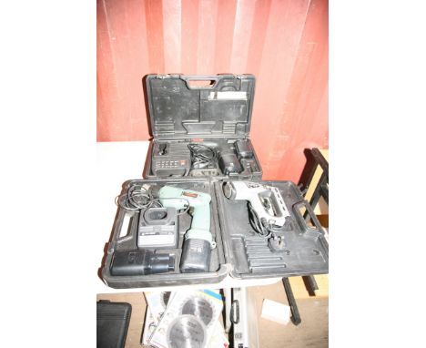 AN ATLAS COPCO ASBE-16 12V DRILL with case, charger and two batteries, a Black and Decker Proline PL99 12v drill with two bat