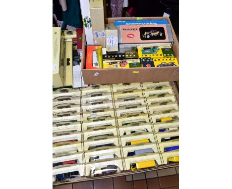 DIECAST MODELS three boxes containing approximately eighty-two diecast model vehicles, manufacturers include Lledo, Matchbox,