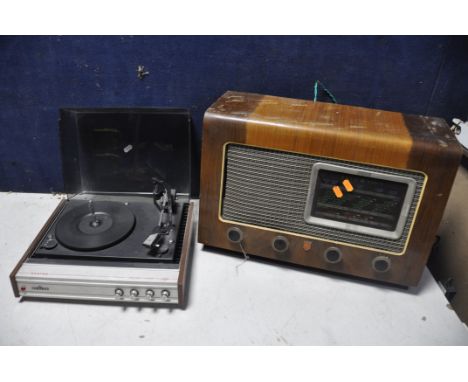 A RGD PA25 TURNTABLE (PAT pass and powers up) along with a Ecko A.104 vintage radio (PAT fail due to cable issues) and three 