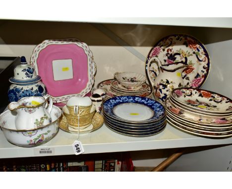 A GROUP OF MASON'S AND ROYAL WORCESTER TEAWARE comprising twenty three pieces of Mason's ironstone 'Blue Mandalay' pattern, o