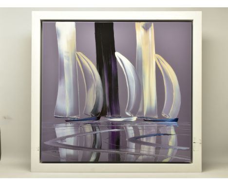 DUNCAN MACGREGOR DMAC (BRITISH 1961) 'STILL WATERS' a signed limited edition print of yachts 116/195, with certificate, appro