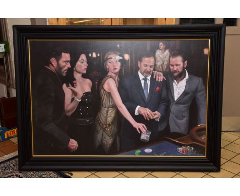 VINCENT KAMP (BRITISH CONTEMPORARY), 'DIAMOND ROULETTE' a signed limited edition print 16/25, depicting figures gambling in a