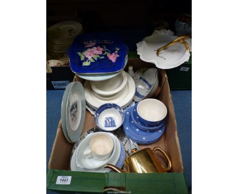A quantity of china including Poole plates and cups, Royal Worcester gold lustre teapot, Limoges, etc