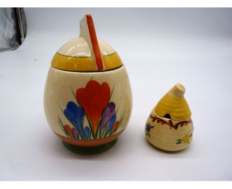 A Clarice Cliff Marmalade Pot and mustard pot