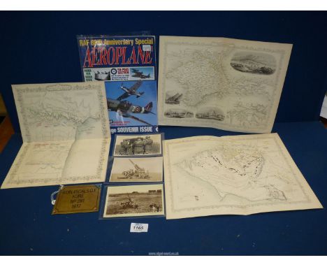 Three lithograph plans of Crimea, Alma and Sebastopol battles, and RAF 80th Anniversary edition of 'Aeroplane', April 1998 an