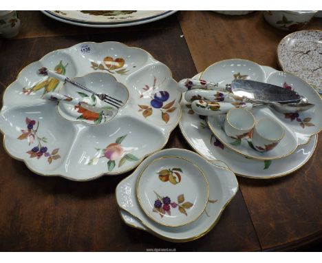 A quantity of Royal Worcester 'Evesham' china  including cake plate and slice, hors d'oeuvre dish, salad servers , a/f etc.
