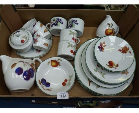 A quantity of Royal Worcester 'Evesham Vale' china  including dinner and side plates, cups, saucers, jugs, ramekins etc.