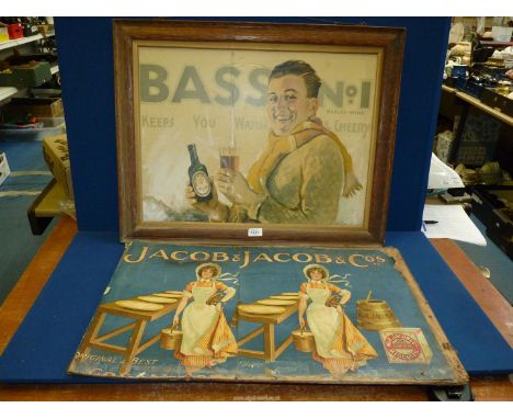 A framed advertising Poster "Bass no. 1", (some water marks), 28" x 22" and a double sided advertising Poster "Jacob &amp; Co