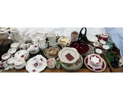 A Royal Albert Sweet Romance pattern part tea service together with other part tea sets, jugs etc 