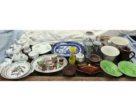 A Royal Albert Inspiration pattern part tea service together with Portmeirion Botanic Garden pattern vase and dishes, Carlton