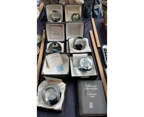 Six assorted Caithness paperweights including a Royal Portrait, The Shepherd, Journey of the Wise Men, North Sea etc 