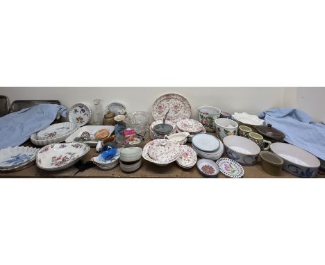 A Johnson Bros Rose Chintz part dinner set together with Royal Worcester Evesham pattern dishes, jardinieres, etc 