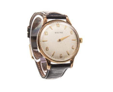 GENTLEMAN'S BAUME NINE CARAT GOLD MANUAL WIND WRIST WATCH, unsigned Swiss 17 jewel movement, the round dial with applied Arab