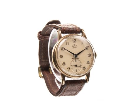 GENTLEMAN'S SMITHS NINE CARAT GOLD MANUAL WIND WRIST WATCH, 1940s, unsigned 15 jewel movement, the round dial with applied Ar