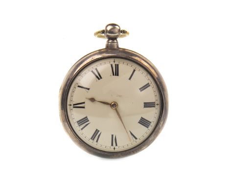 SILVER OPEN FACE KEY WIND PAIR CASED POCKET WATCH, the movement signed James Brown Epsom and Charles Reading 1829, the round 