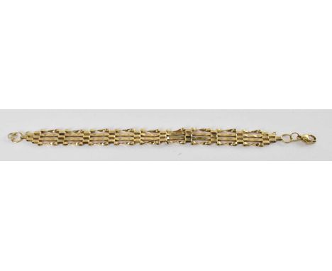 A 9ct yellow gold gate link bracelet, length 20cm, approx 9.4g.