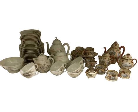 A quantity of modern Japanese ceramics including a part Japanese eggshell porcelain tea service and another Satsuma style Jap
