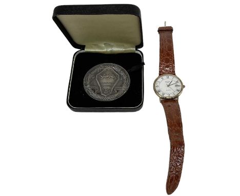 ROTARY; a gentleman's wristwatch formerly belonging to artist Jack Millar, inscribed 'Jack, all my thanks for 25 years A.C.W.