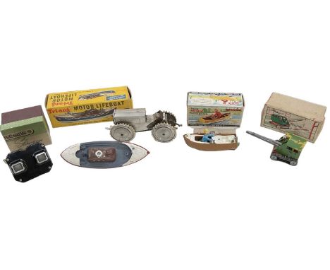 TRI-ANG; a group of mainly boxed vintage toys including a Minic 'Jack in the Boat' clockwork rowing boat, a 'Motor Lifeboat',