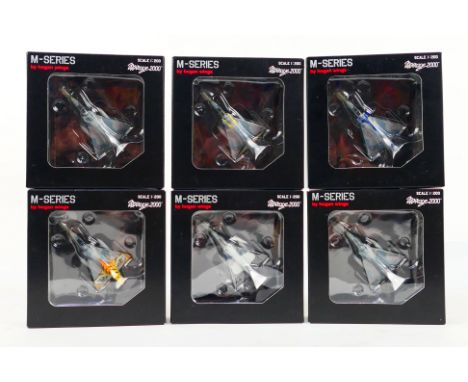 Hogan Wings - A boxed collection of six Hogan Wings M-Series 1:200 scale diecast Mirage  2000 aircraft. Lot includes 6795 Mir