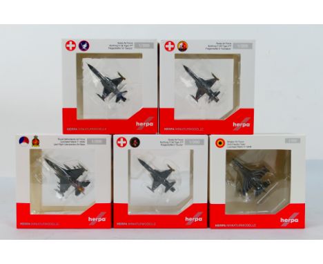 Herpa 'Military' - A boxed collection of five Limited Edition Herpa Military 1:200 scale diecast military aircraft. Lot inclu