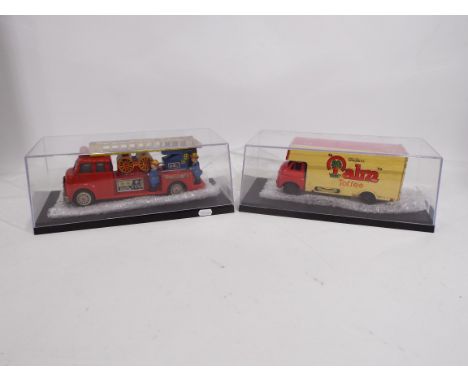 Wells Brimtoy - 2 x pressed metal and plastic Bedford models, a van in Walter's Palm Toffee livery measuring 23 cm long with 