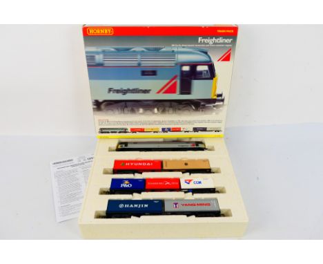 Hornby -  A boxed OO gauge Freightliner train pack # R2080 with a Class 47 BR Co-Co Diesel Electric with 3 x container wagons