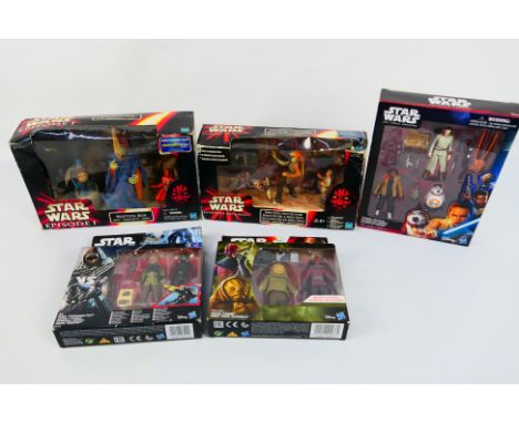 Star Wars - Hasbro - Disney - Five boxed Star Wars action figure sets from various series. Lot includes Hasbro Star Wars Epis