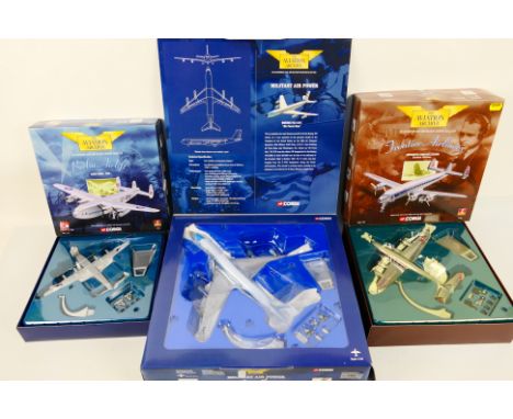 Corgi Aviation Archive - Three boxed diecast model aircraft in 1:1444 scale. Lot consists of Corgi 47205 Avro York 'RAF';  47